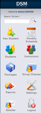 Dance Studio Manager Menu